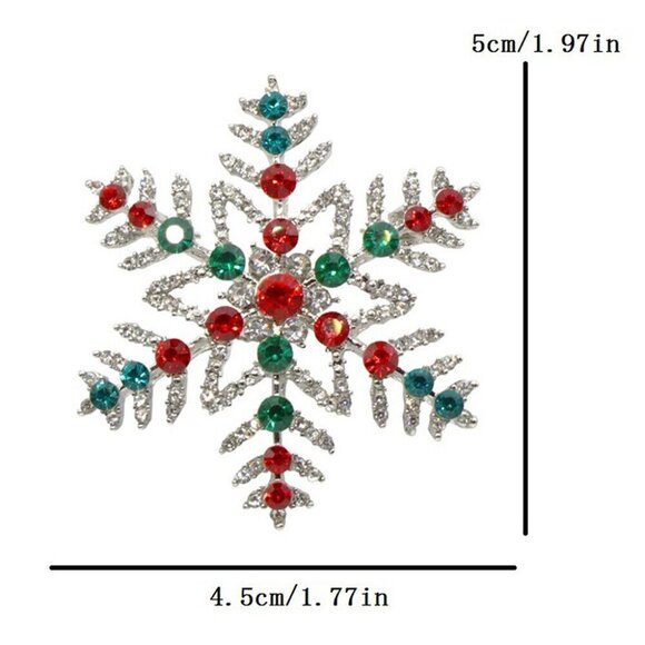 Deluxe Rhinestone Christmas Vintage Style Silver back Snowflake Brooch Pin US - Picture 4 of 4